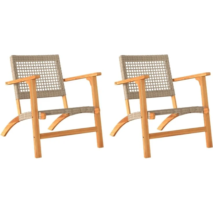 vidaXL Gartenstühle 2 Stk. Beige Poly Rattan und Akazienholz 365869 – Bild 7