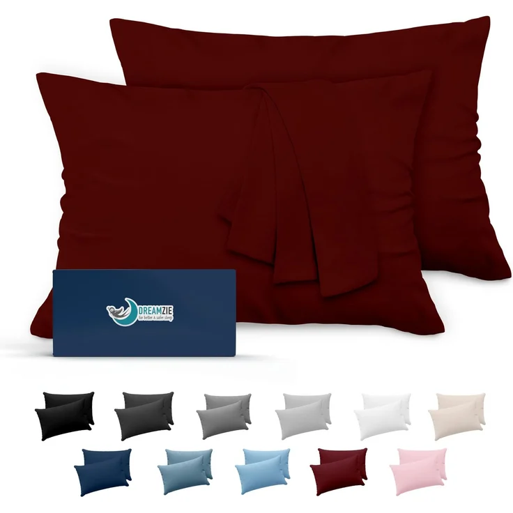 Kissenbezug 50x70 Burgunderrot 2er Set Mikrofaser Oeko-TEX Zertifiziert Dreamzie - Kopfkissenbezug 50x70 Weich