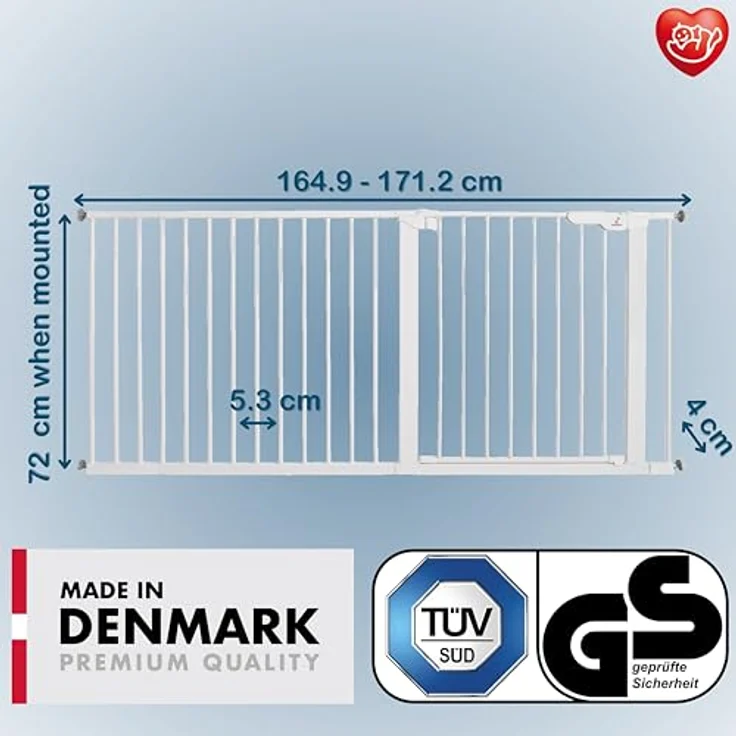 BabyDan Extra breites Schutzgitter für Flur, 164,9–171,2 cm, 8,3 kg – Bild 3