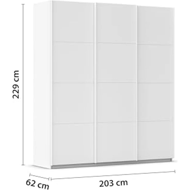 Rauch Möbel Kulmbach, Kleiderschrank mit Schwebetüren für Schlafzimmer, Kinderzimmer, Jugendzimmer, Garderobe, Flur, 3-türig, Zubehör Classic, Farbe Weiß, Breite 203 cm – Bild 3