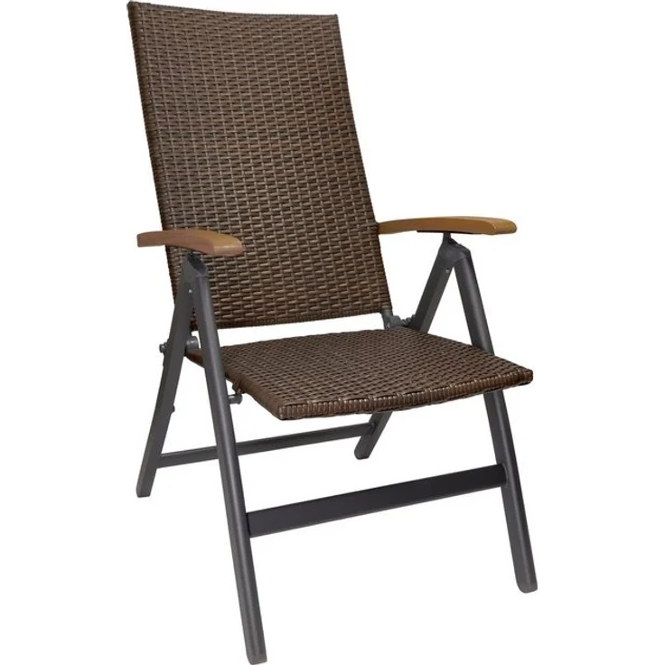 BRUBAKER Gartenstuhl Polyrattan Stuhl "Modena" (Set, 1 St), Metall Hochlehner und Poly Rattan klappbar - 7-Fach verstellbare – Bild 4