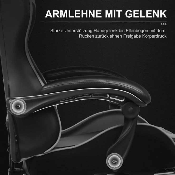 GTPLAYER Gaming-Stuhl Bürostuhl mit Massagefunktion, Fußstütze, Kopfstütze (Packung), Ergonomischer Gamer Stuhl Maximale Belastung 150 kg, 360° drehbar – Bild 3