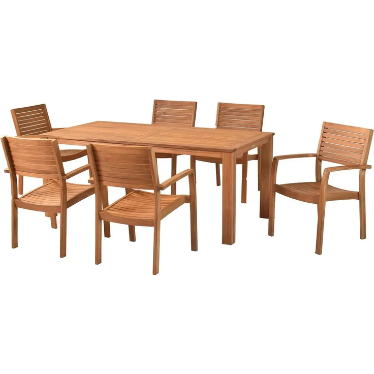 MERXX Garten-Essgruppe »Batavia«, (Set, 7-tlg), moderne Landhausoptik in warmen Holznuancen