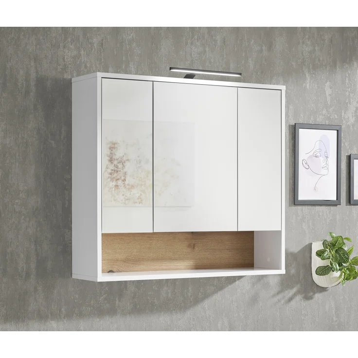 Badezimmer-Set >Liguria< (4-tlg.) in Weiß / Evoke Eiche Dekor - 220x191x40 (BxHxT) – Bild 7
