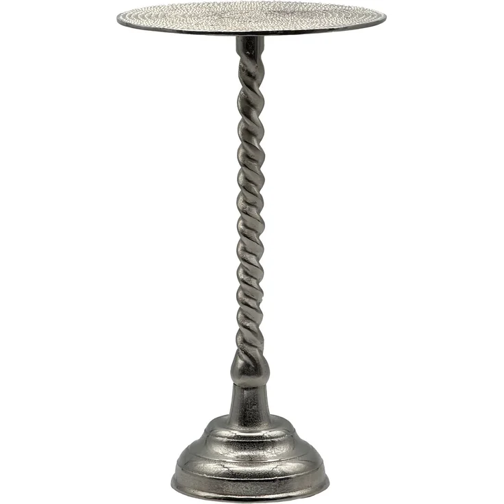 FineBuy Beistelltisch Aluminium 28cm - Kleiner runder Anstelltisch aus Metall silber - Design Wohnzimmertisch - Dekotisch - Couchtisch - Metalltisch Handmade pflegeleicht – Bild 6