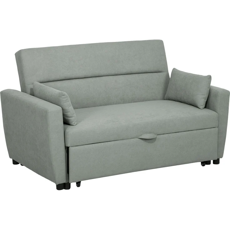 Schlafsofa 2 in 1 Gästebett 155x90 cm Rollen verstellbare Rückenlehne Stoff Sofa Bett Tagesbett Lounge Hellgrau – Bild 7