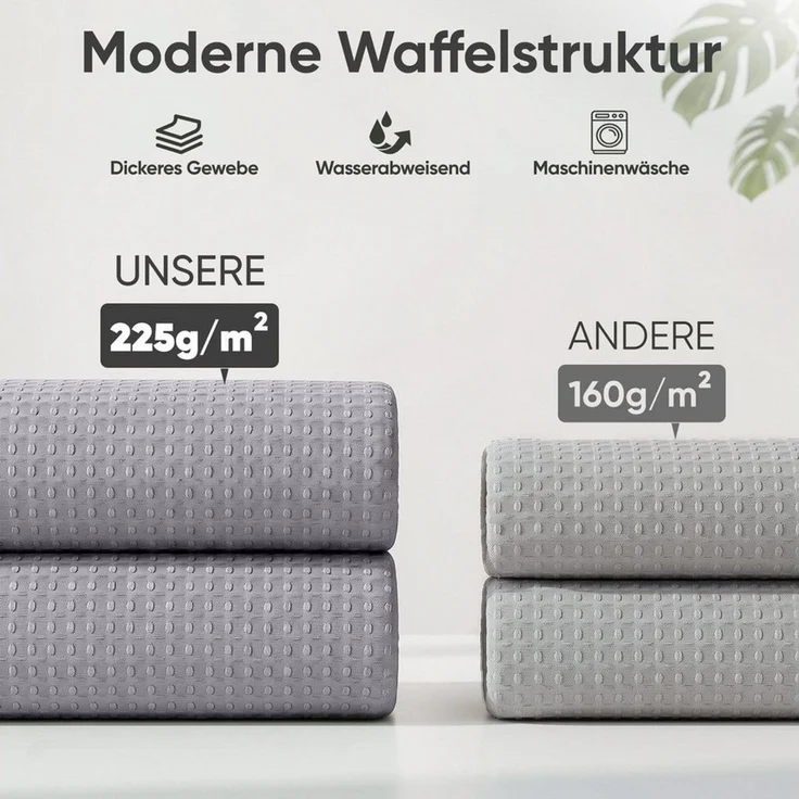 Sekey Duschvorhang 180x200 cm Textil Duschvorhang Waffelstoff Waschbar mit Ösen & Haken Breite 180 cm (Packung, inkl. 12 Ringe), wasserabweisend,Wannenvorhang, Polyester, Beschwerter Saum, Dunkelgrau – Bild 2