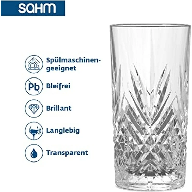 SAHM Longdrinkglas Gin Tonic Gläser 6 teilig 365ml - Broadway Trinkgläser Set, 6-tlg, Edles Glas, 100% recyclebar – Bild 3