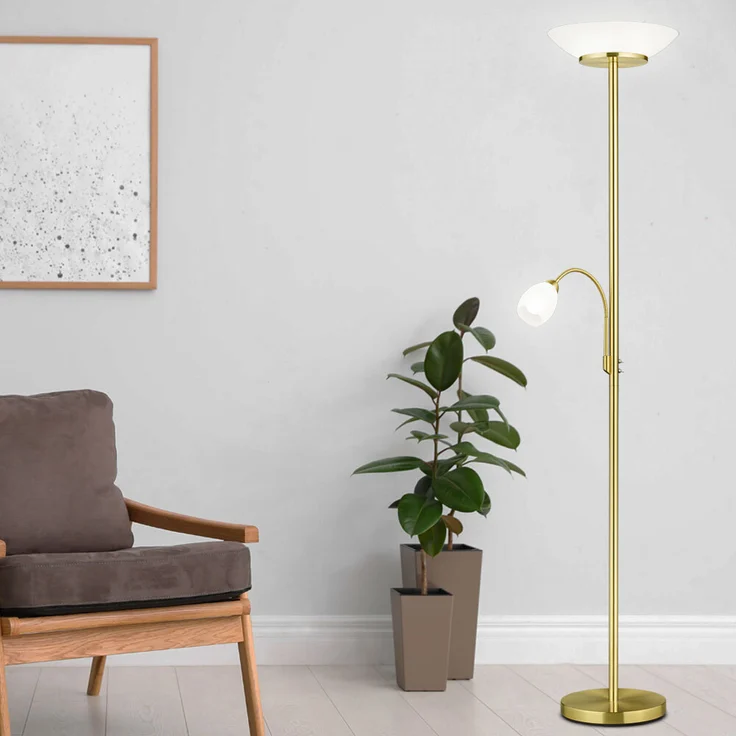 Stehleuchte, Metall, Glas, weiß, Flexoarm, H 180 cm – Bild 3