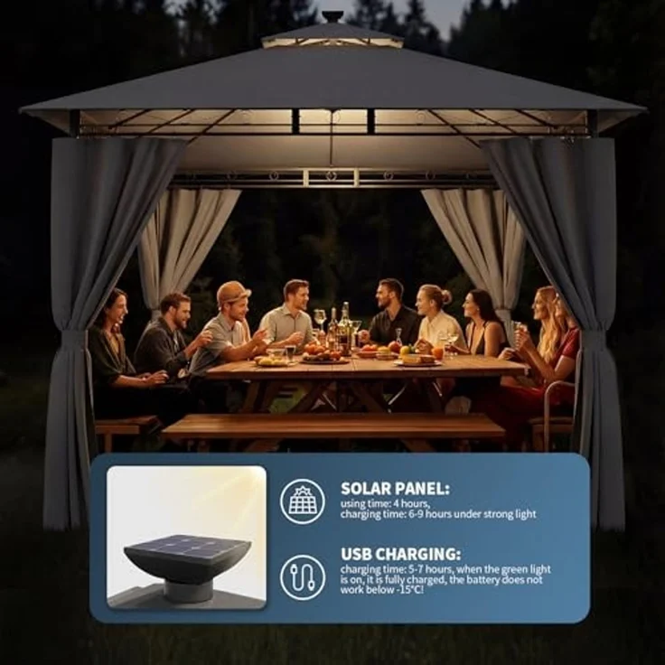 JUMMICO Gartenpavillon 3x6 m Doppeldach, Wasserdichtes & Stabiles Partyzelt mit Seitenwänden, Klappbarer Pavillon mit verstärkten Erdankern für Garten und Terrasse, Winterfest – Bild 2