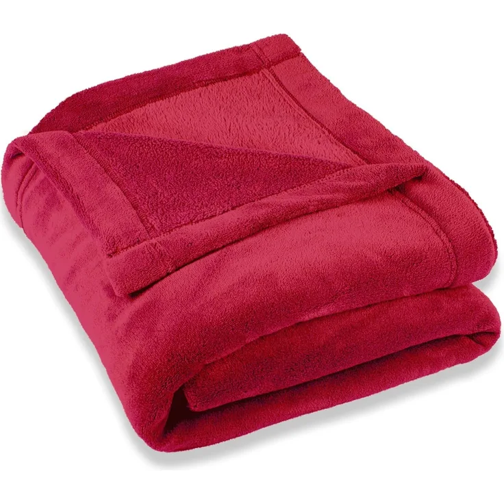 CelinaTex Flauschige Kuscheldecke XXL 220x240 cm rot Decke Sofa warm Wohndecke weich Mikrofaser Fleece Oeko-TEX Montreal