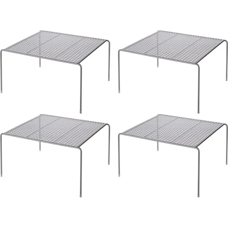 mDesign Geschirrablage Küchenregal Aufbewahrung Organizer 4er Set Metall Graphit – Bild 1