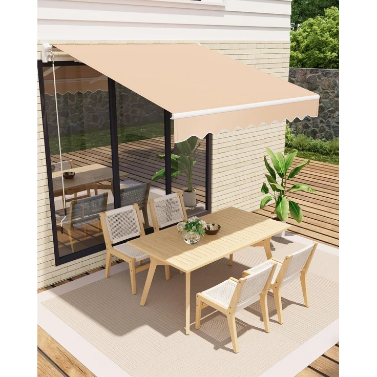 Garveelife Gelenkarmmarkise 300x250 cm, UV40+ & wasserabweisend, mit Kurbel & Wandhalterung Länge + Winkel einstellbar, Markise für Terrasse & Balkon, Sonnenschutz Balkonmarkise Gelenkmarkise