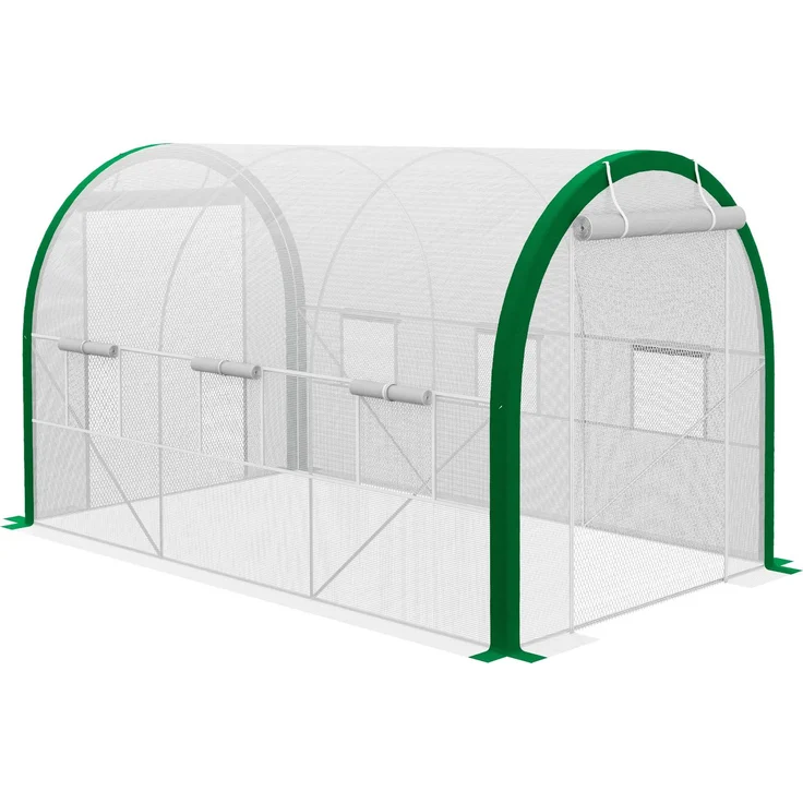 Outsunny Foliengewächshaus, Verzinkter Stahl, 140 GSM PE, Polyester, Weiß, 358L x 210B x 210H cm – Bild 1