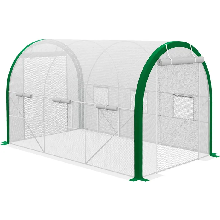 Outsunny Foliengewächshaus, Verzinkter Stahl, 140 GSM PE, Polyester, Weiß, 358L x 210B x 210H cm