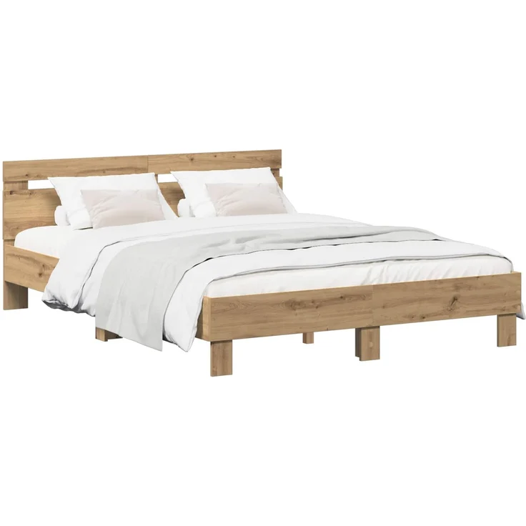 vidaXL Bettrahmen Artisan-Eiche 140 x 190 cm Holzwerkstoff 3446591 – Bild 2