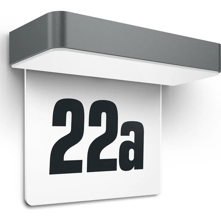 Steinel LED-Hausnummernleuchte XSolar SOL-O HN Solarleuchte inkl. Hausnummernbogen, Dämmerungschalter, Aluminium anthrazit, 18,3 x 9,1 x 24,2 cm