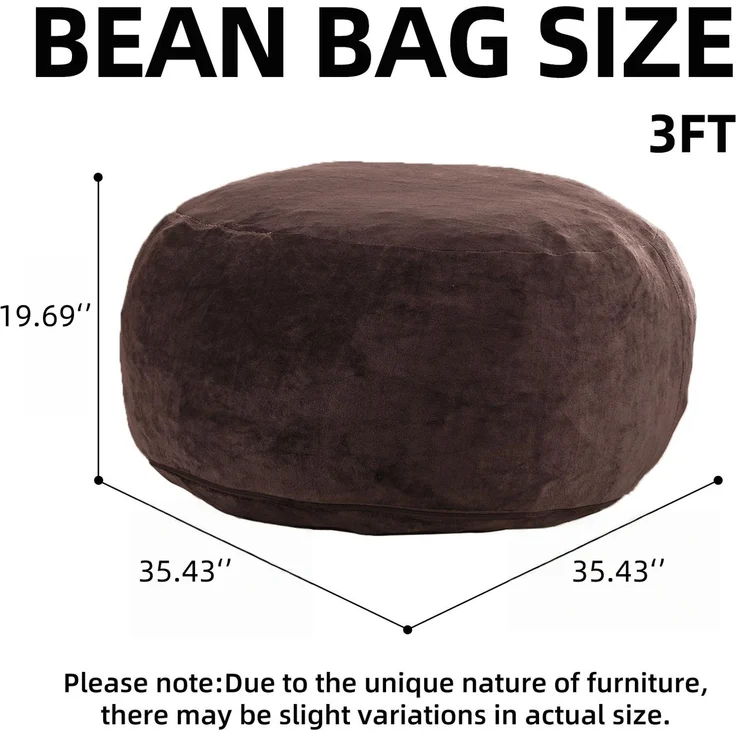 3FT Sitzsack,Sitzsackstuhl, Sofa für Erwachsene,weicher und bequemer Lesestuhl,geeignet für Schlafzimmer, Balkone und andere Orte--Braun--90x90x50cm--YOUDENOVA – Bild 6
