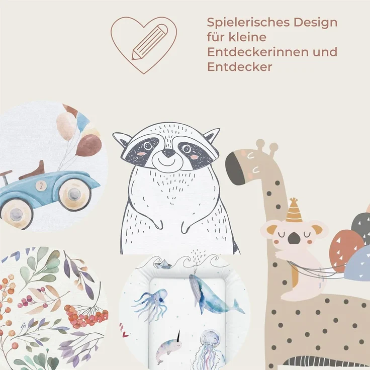 Ceba Baby® weiche Wickelauflage 50x70 cm - Baby Wickelunterlage - Wickeltischauflage für Junge und Mädchen - Wasserdicht, abwaschbar - OEKO-TEX® Standard 100 - Made in EU - Elefant im Ballon – Bild 6
