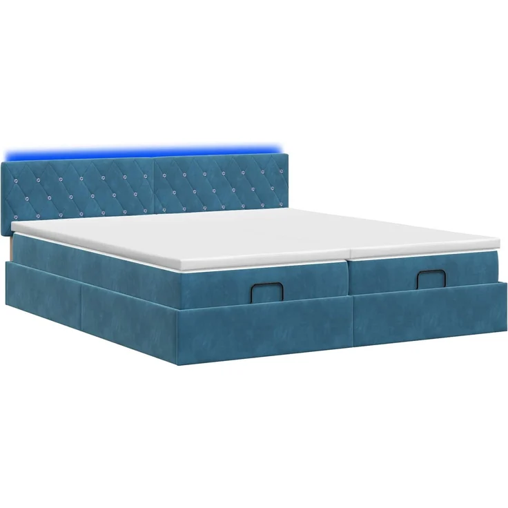 vidaXL Ottoman-Bett mit Matratze und LED Dunkelblau 180 x 200 cm Samt 3457318 – Bild 9