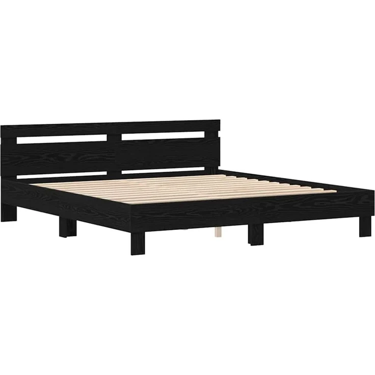 vidaXL Bettrahmen Schwarz Eichen-Optik 200 x 200 cm Holzwerkstoff 3333935 – Bild 4