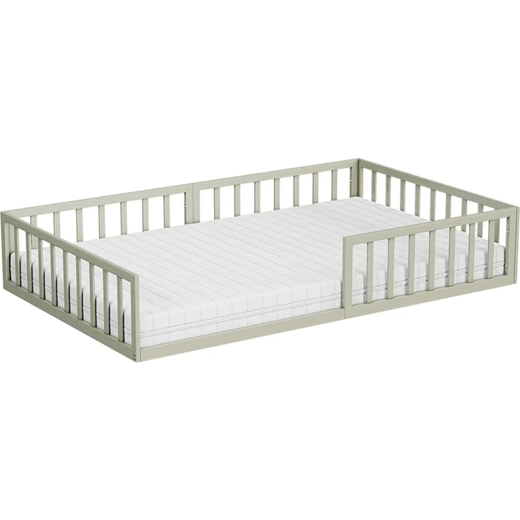 Bodenbett aus Metall Minno Greige 120x200 mit Matratze Vitalispa – Bild 1