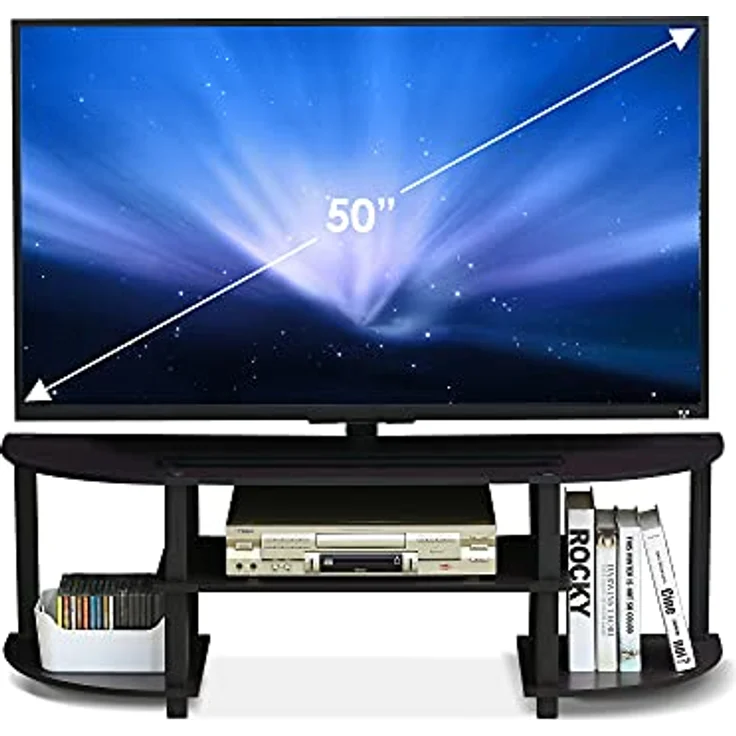 Furinno TV-Regal mit 4 Ablageflächen, Dunkle Walnuss, 34. 04x120. 02x40. 39 cm – Bild 5