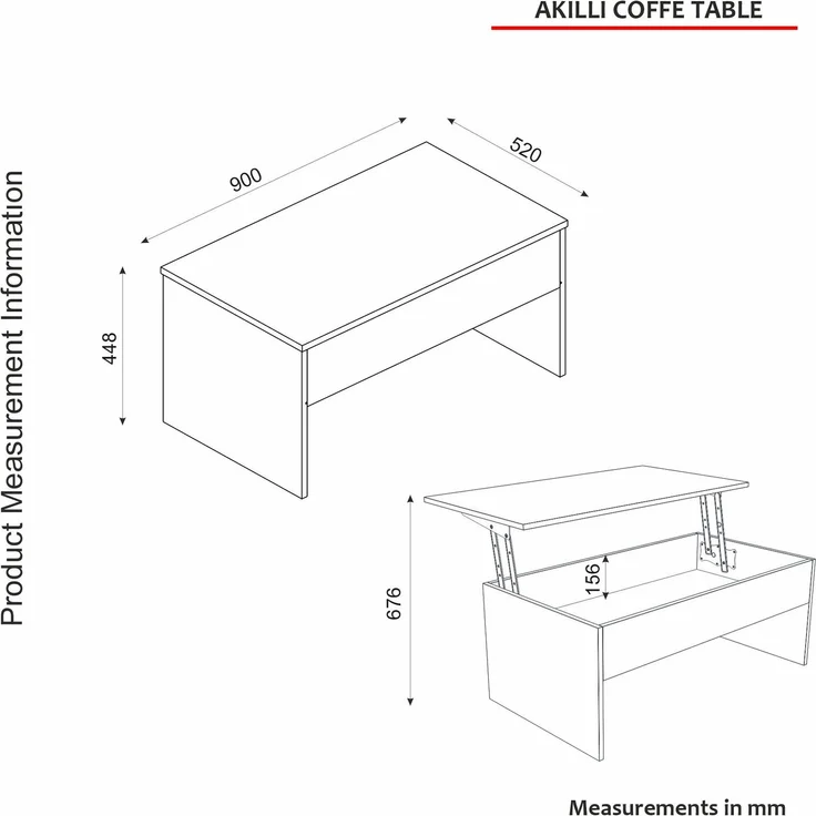 Skye Decor 'Akilli - White' Couchtisch, Weiß, 90 x 45 x 52 cm – Bild 5