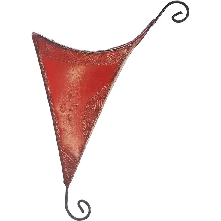 Marokkanische Leder Wandlampe Mouna Rot – Bild 5