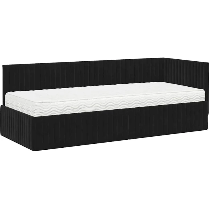 vidaXL Eckbettgestell mit Matratze mit Kopfteil 2 pcs Schwarz Samt 3393803 – Bild 4