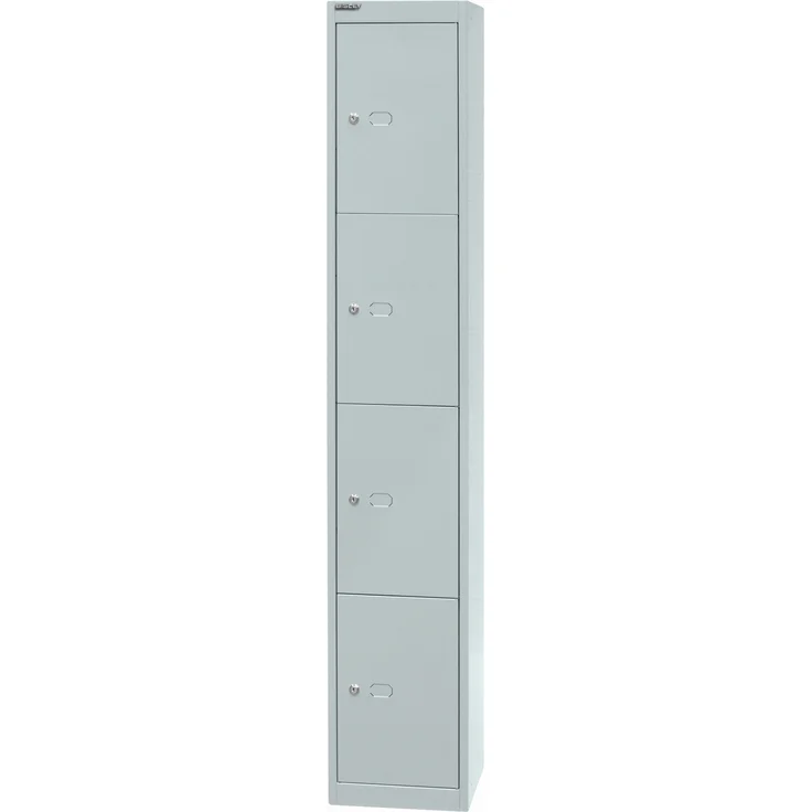 Bisley Schließfachschrank Office, 1 Abteil, 4 Fächer, T 305 mm, Farbe lichtgrau – Bild 3