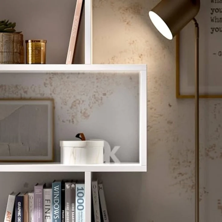 Dmora - Misma Bücherregal, Mehrzweck-Büroregal, Bücherregal mit 5 Regalen, 80x25h190 cm, Weiß – Bild 4