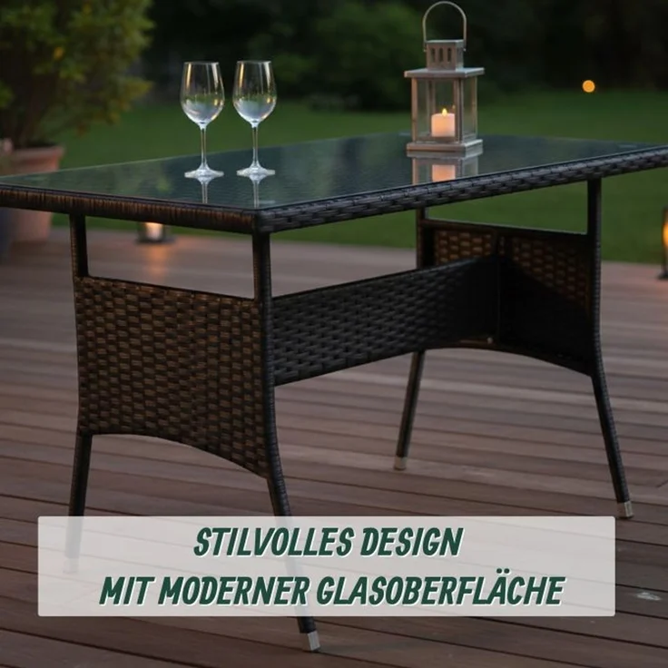 Gartentisch Rattanoptik mit Glasplatte 10053336_46 – Bild 3