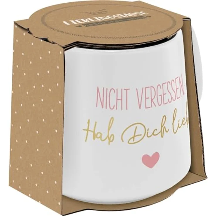 GRUSS & CO Tasse konisch "Hab dich lieb!" | Steinzeug, 43 cl, mehrfarbig | Geschenk Verliebte | 48447 – Bild 5
