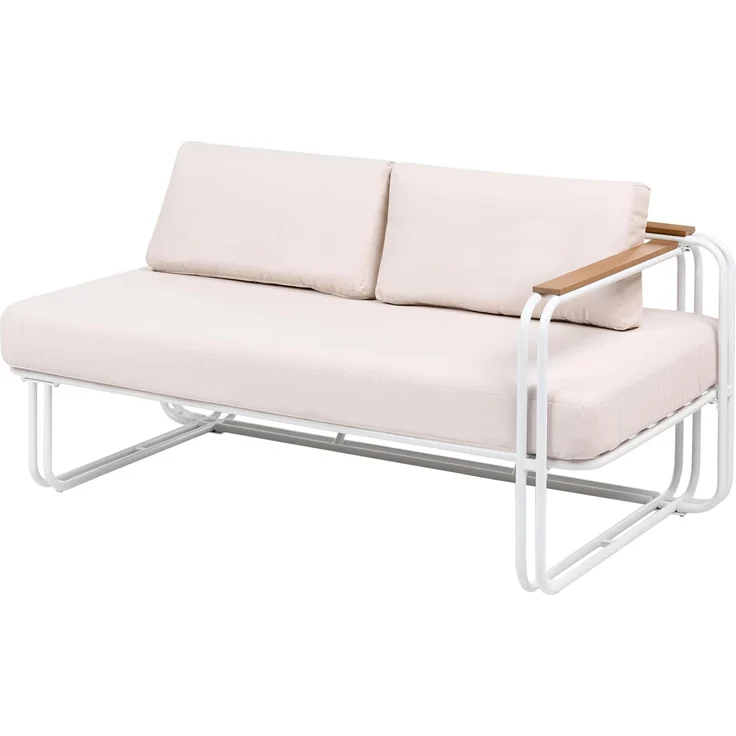 Lounge Set mit Tisch und Ottomane 3-Sitzer CAMEROTA Metall Weiß – Bild 4