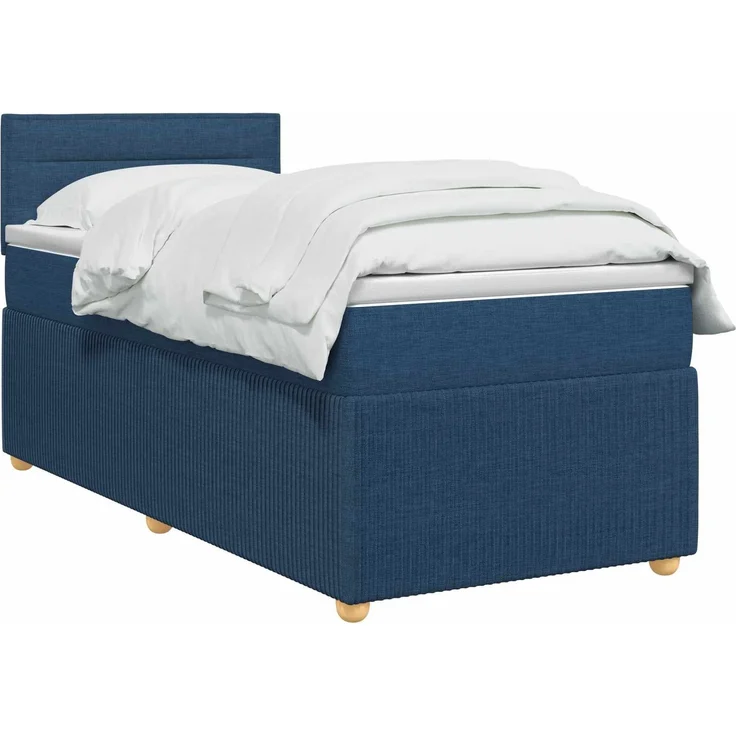 vidaXL Boxspringbett mit Matratze mit Kopfteil Blau 100 x 200 cm Stoff 3451397 – Bild 3
