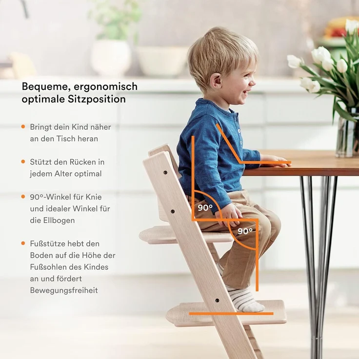 Tripp Trapp Stuhl von Stokke, Natural – Verstellbarer, anpassbarer Stuhl für Kleinkinder, Kinder & Erwachsene – Praktisch, bequem & ergonomisch – Klassisches Design – Bild 5