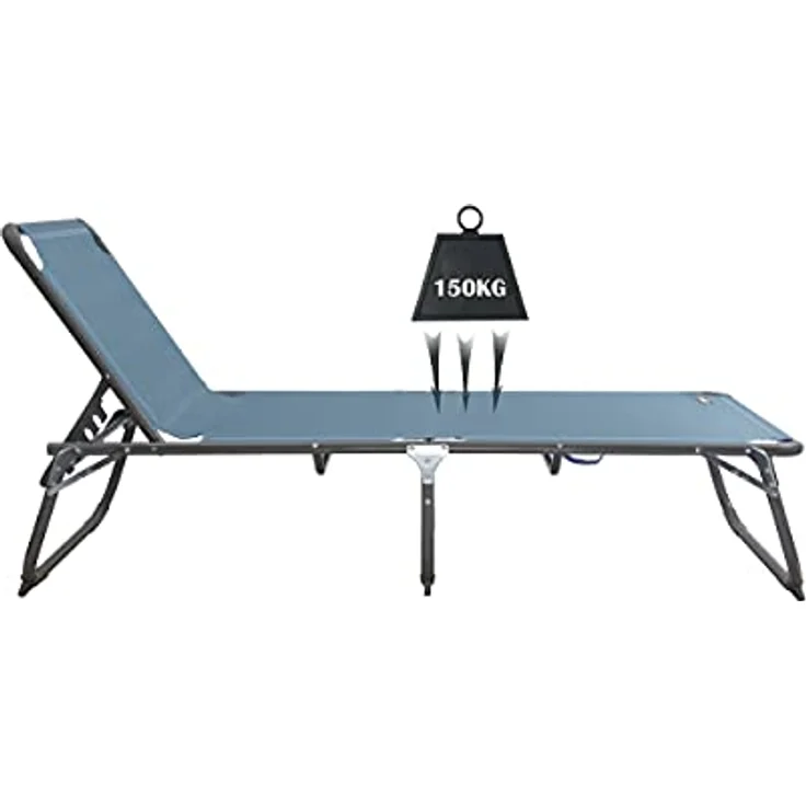 HOMECALL Aluminium-Klappliege, Textilene-Gewebe, 200x70 cm, Max. Tragkraft 150 kg - Blau – Bild 5