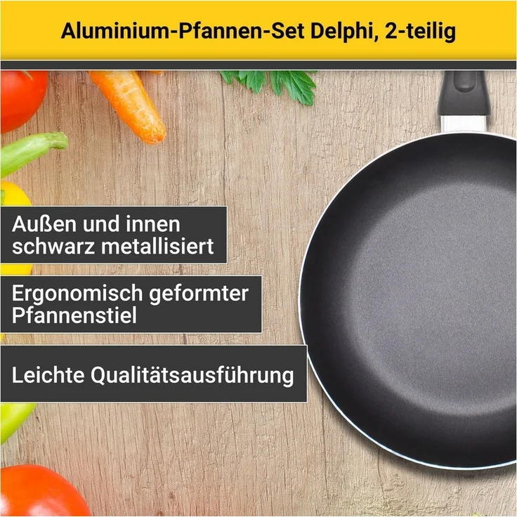 Krüger Pfannen-Set Aluminium Pfannen-Set DELPHI 2 tlg. (16 + 24 cm), Aluminium (Set, 2-tlg, 1x Bratpfanne Ø 16 cm (H. 4,5 cm), 1x Bratpfanne Ø 24 cm (H. 4,5 cm) – Bild 2