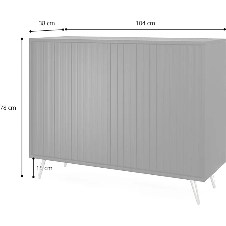 Selsey Bello - Kommode in Schwarz und Wotan Eiche mit Lamellen, goldene Beine, 104 cm breit – Bild 3