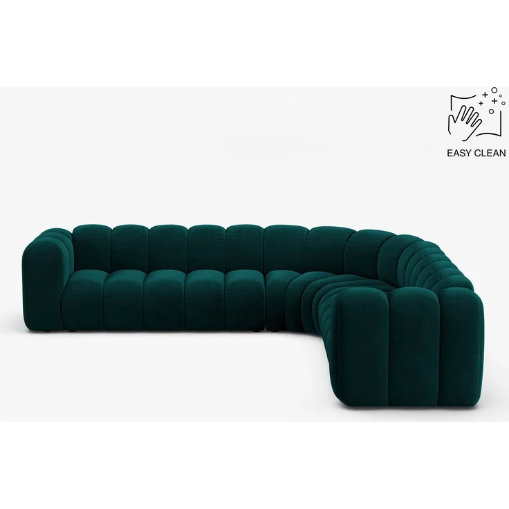 Micadoni symmetrisches Ecksofa Lupine 5-Sitzer Samt Venus Dunkel Petrol – Bild 1