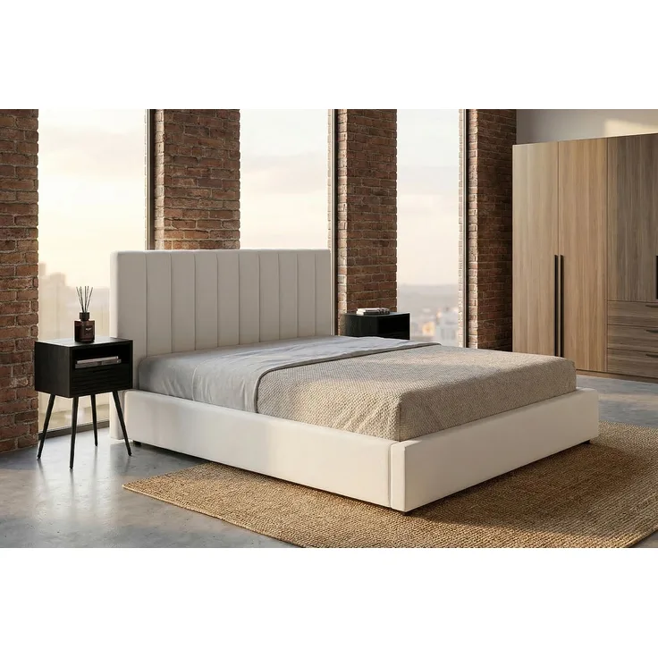 KAWOLA Bett CATTURA Polsterbett Velvet creme 180x200cm mit Lattenrost
