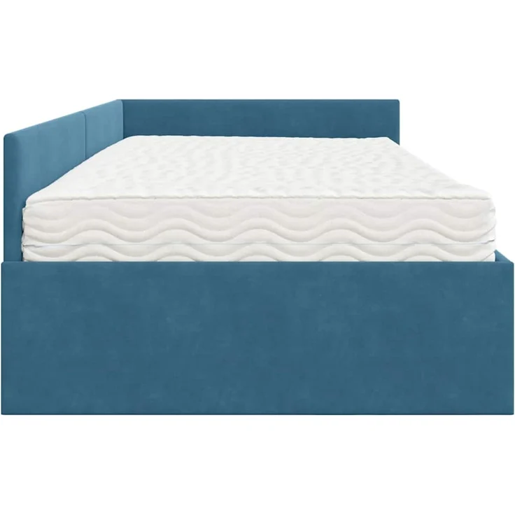 vidaXL Eckbettgestell mit Matratze Sonstiges 2 pcs Blau Samt 3393613 – Bild 8