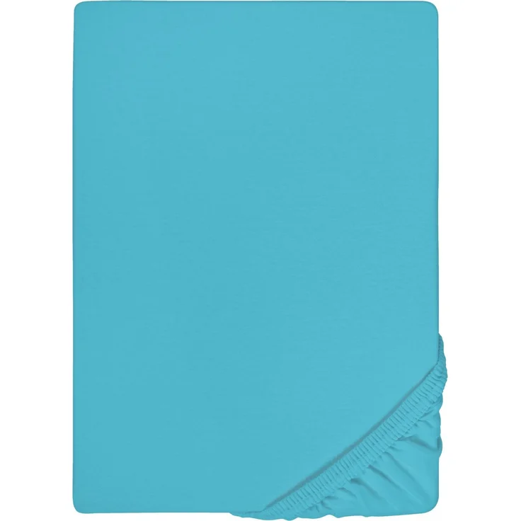 biberna Jersey-Elastic-Spannbetttuch 0077866, türkis, 1x 90x190 cm - 100x220 cm – Bild 5