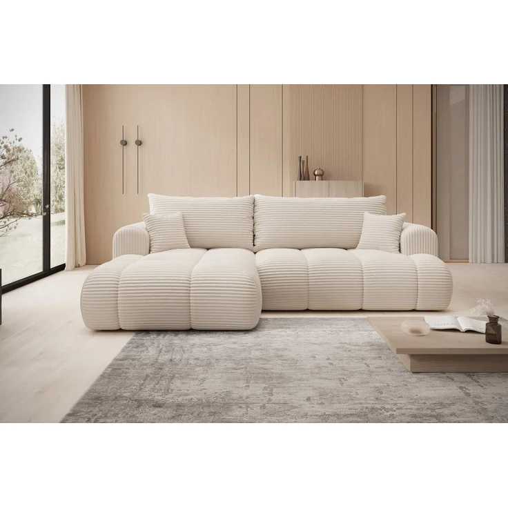 thematys Ecksofa TREVIO 260 x 165 cm, mit Schlaffunktion, mit Bettkasten, Creme (Tilia 01), Ausrichtung links – Bild 3