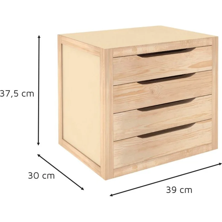 Astigarraga Kit Line Schubladenbox Schubladenblock Natura, Ablagekasten aus Kiefernholz, (Mit drei, vier oder fünf Schubladen) – Bild 2