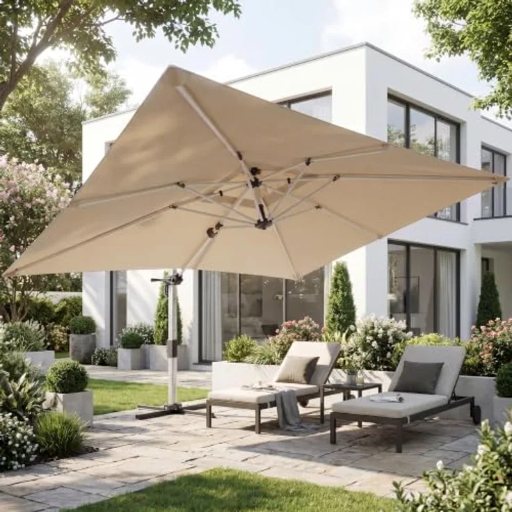 JUMMICO Ampelschirm Sonnenschirm 300x400 cm, Beige