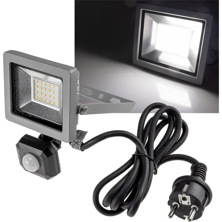 LED-Fluter SlimLine "CTF-SLT10 PIR"10W, IP44, 923lm, 4000K, Bewegungsmelder