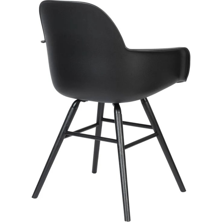 Zuiver Sessel Albert Kuip All Black im 2er-Set, Armlehnstuhl mit gedrechselten Eschenholzbeinen und Polypropylen-Sitzschale in Schwarz – Bild 4