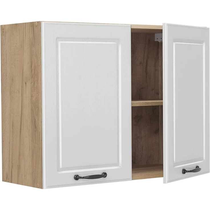 Küchenglasschrank R-Line Weiß Landhaus/Goldkraft Eiche 80 cm Vicco – Bild 3